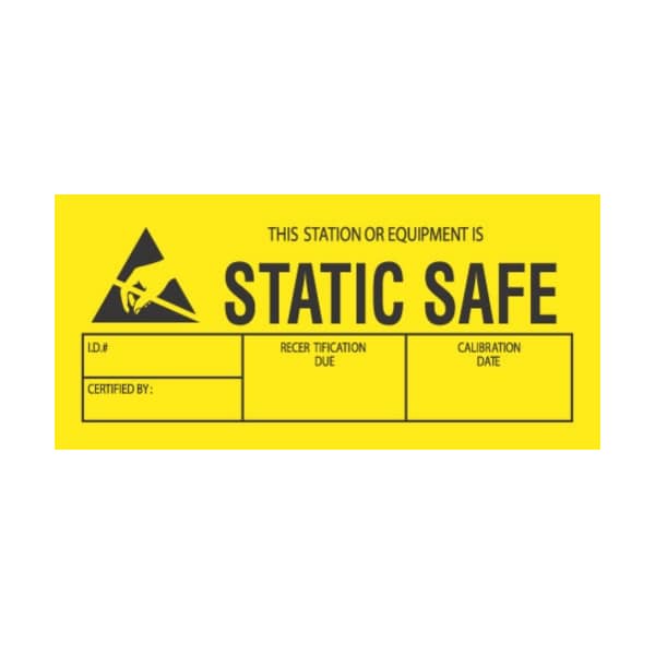 1-3/4 x 3, "This Station Or Equipment Is Static Safe"
